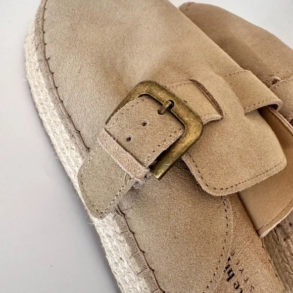 NEW Haute Hippie Aria Suede Mule Clogs Tan Beige Buckle Slip-On 10 NWT - Picture 10 of 10